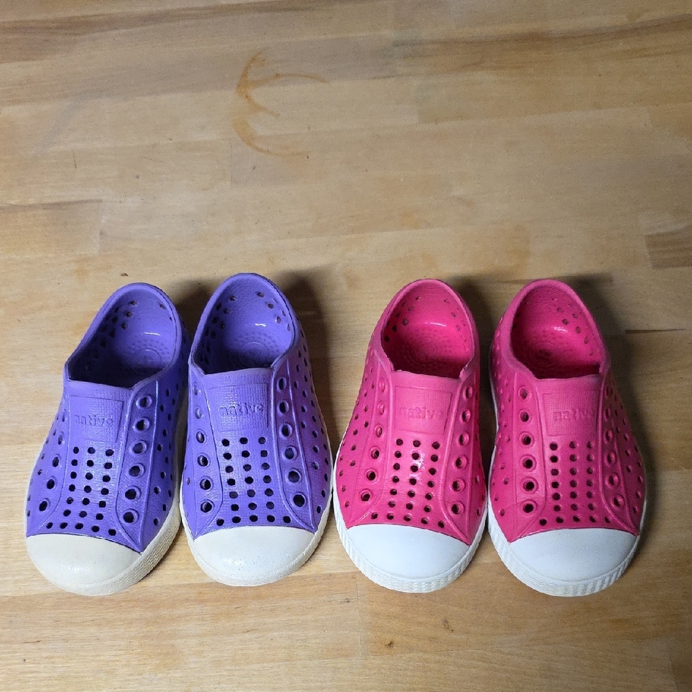 Native Shoes Sandals Pink and Purple Perforated Slip-On
